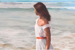 Domingo Alvarez „Shine in the Blue #23“ Original Pastel Painting Signed Woman