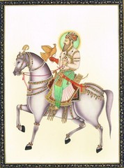 Mughal Emperor Shahjahan On Horse – Gouache And Gold Work 23×30 Inches
