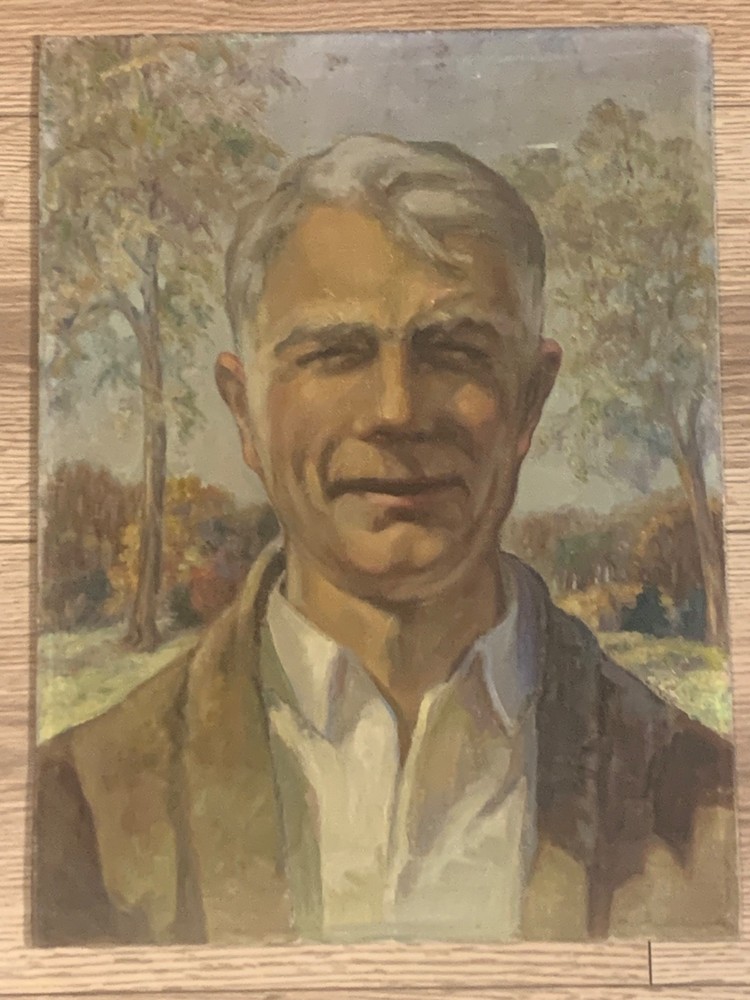 Original Mid-Century Portrait Painting on Board – Male Figure Study