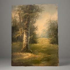 Vintage Original Oil Painting Trees Forest 16” X 12” Free Shipping!