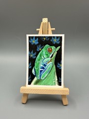 ACEO Original Artwork Painting Frog 2.5×3.5 In Lynazn-67 Signed