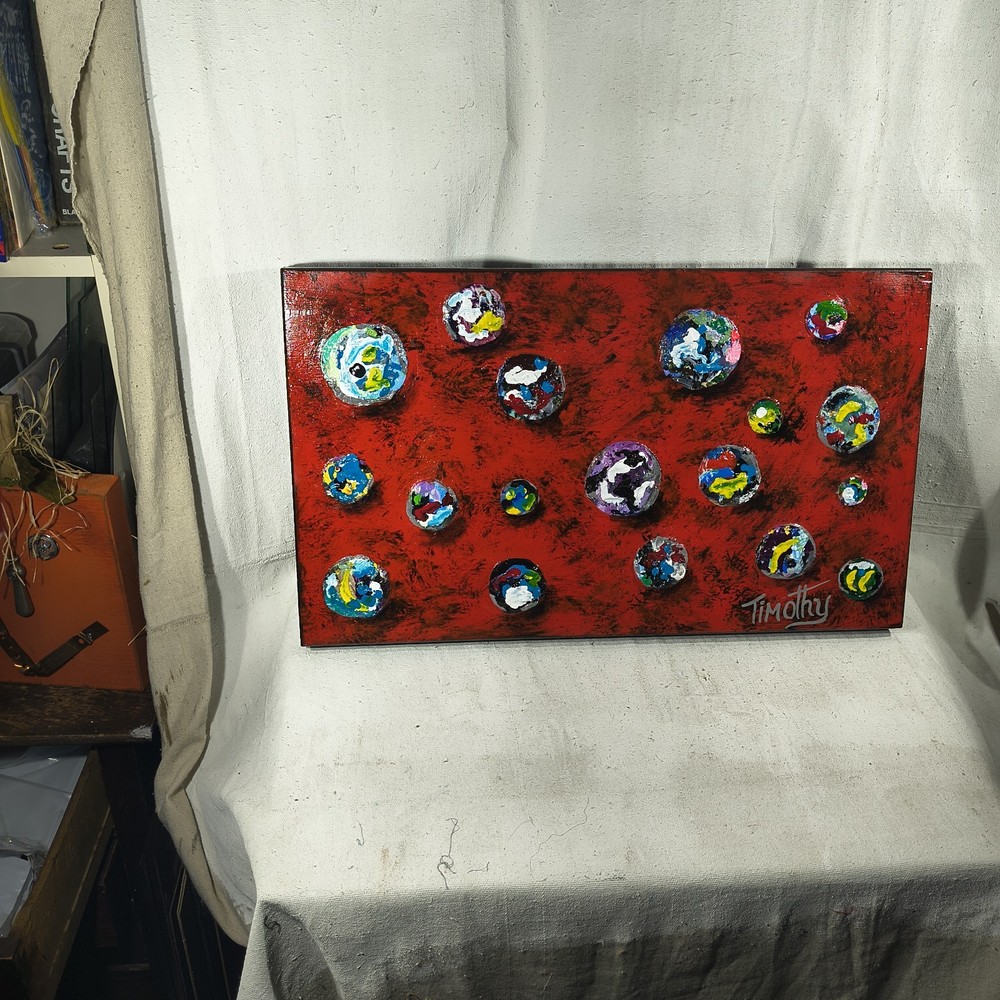 Original Acrylic Painting “ Marble Magic“ 14″ X 24″ By Timothy Designs