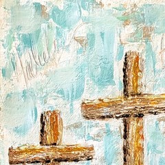Original Hand Painted Crosses 12×9 Expressionist Acrylic Painting Paper