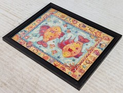 Set of 2 Vibrant Antique Fish and Zebra prints, marked L-R 93