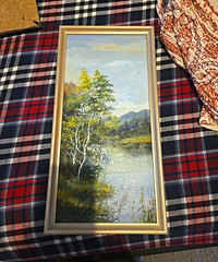 Aylward Signed Framed Realism Canvas Landscape Painting Set River Moon Trees