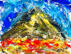 Guajardo Art: Mountain Blooms 8.5X11 Original Paper Signed Wall Decor