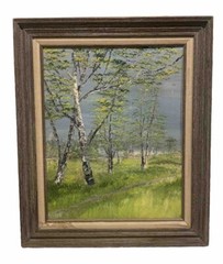 VTG John Nash Impressionistic Tree Landscape Canvas 21.75”x25.75” (18×22)Signed