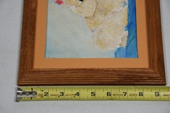 Miniature White Toy Poodle Art Painting Original on Board Framed Dog Collectible
