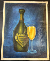 Hand-Painted Reproduction of “Champagne,” on Canvas Paper 35×27.