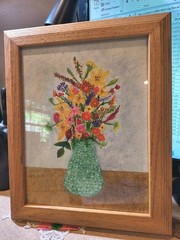Vtg Acrylic Paint In Mixed Media Paper „Flower Bouquet““ Signed Still 11″x 13″