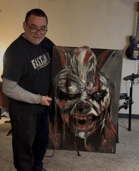 Abstract Monster Portrait Painting 11×14 Acrylic Canvas Pink Red Horror