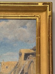 ANTIQUE HOPI PUEBLO PAINTING MATHIAS SANDOR NATIVE AMERICAN INDIAN LANDSCAPE OIL