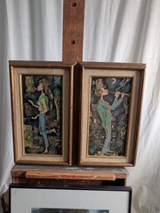 2 MID CENTURY OIL ON BOARD PAINTINGS BY YOHANAN SIMON