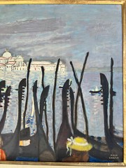 ROGER CHAPUT 1909 1995~MCM French Listed Artist~Venise Modernist Oil Paint 36″