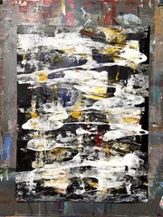 Original Abstract Expressionism 9X12 On Black Paper Ink Handmade Signed 14