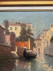 JOHANNES SON PAINTING ANTIQUE 19TH CENTURY ITALY VENETIAN CANAL MASTERFUL FAMOUS