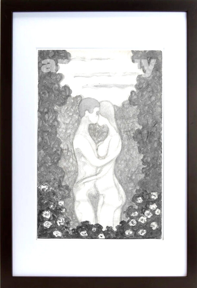 1971 „LOVE EMBRACE“Soviet Underground AVANT-GARDE Artist ALEXEI POPOV-FRIN🔥SIGN