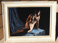 Fine Gallery Vintage 1970 Beautiful Lady Filippino Nude oil on Black Velvet