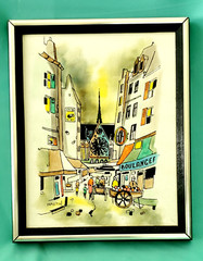 VTG. VIGNOT-INSPIRED NOTRE DAME CATHEDRAL PARIS STREET SCENE PAINTING- BY MARTIN