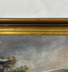 Vintage Original Impressionist Dark Moody Landscape Oil Painting Gilt Framed