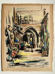 M Levy (20th Century) Beautiful Post-Impressionism Watercolor Painting