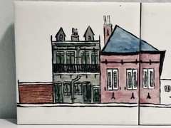 Jacques De Clercq / DeClercq Painted & Signed 4 Tile Art – French Quarter Houses