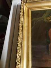Antique 1850s COW painting Oil On Board