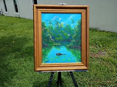 Florida Everglades Wildlife original acrylic on canvas-alligator turtle
