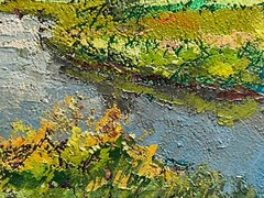 Oil painting Viliya River Ukrainian painter Fiberboard original landscape art