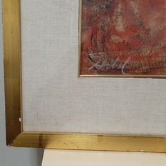Artist Edna Hibel Framed Lithograph of Young Girl with Flowers
