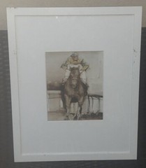 Original Vincent George Jockey Riding Horse Watercolor 17 5/8”W 21 5/8”T Framed