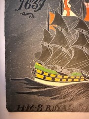 HAND PAINTED SLATE HMS ROYAL SOVEREIGN SAILING SHIP AD 1637 9″x6.5″ NAUTICAL UK