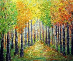 Sunlit Forest Path Original Landscape Painting 24×20 Textured Woodland Art