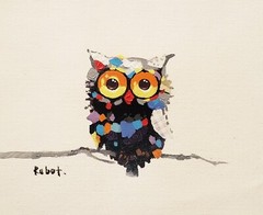 Owl, 8×10 Hand painted on Giclee Canvas, Canvas-only