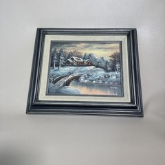 Framed Oil Painting Winter Landscape 15×13 Inch