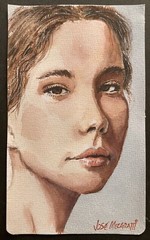 Original Small Watercolor Girl Studio Portrait 8″ X 5″ Not A Print