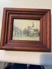 VTG Small Reproduction Framed Picture The Old Stagecoach Johnson Eastman