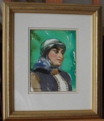 MICHAEL LITTLE (20th C) PAIR WATERCOLOUR PORTRAITS INSCRIBED VERSO c1970s