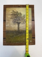 Vintage European Oil Painting Country Landscape Moody Plaque 14×11”