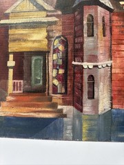 Mid Century Painting Architecture American Regionalism Historic Modernism House