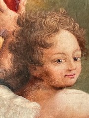 Antique Italian Oil Painting Cupid Eros 19th Century Baroque Portrait Framed