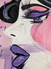 Pop Art Woman 12×16 Original Painting Side Profile Canvas Modern Abstract SWhite