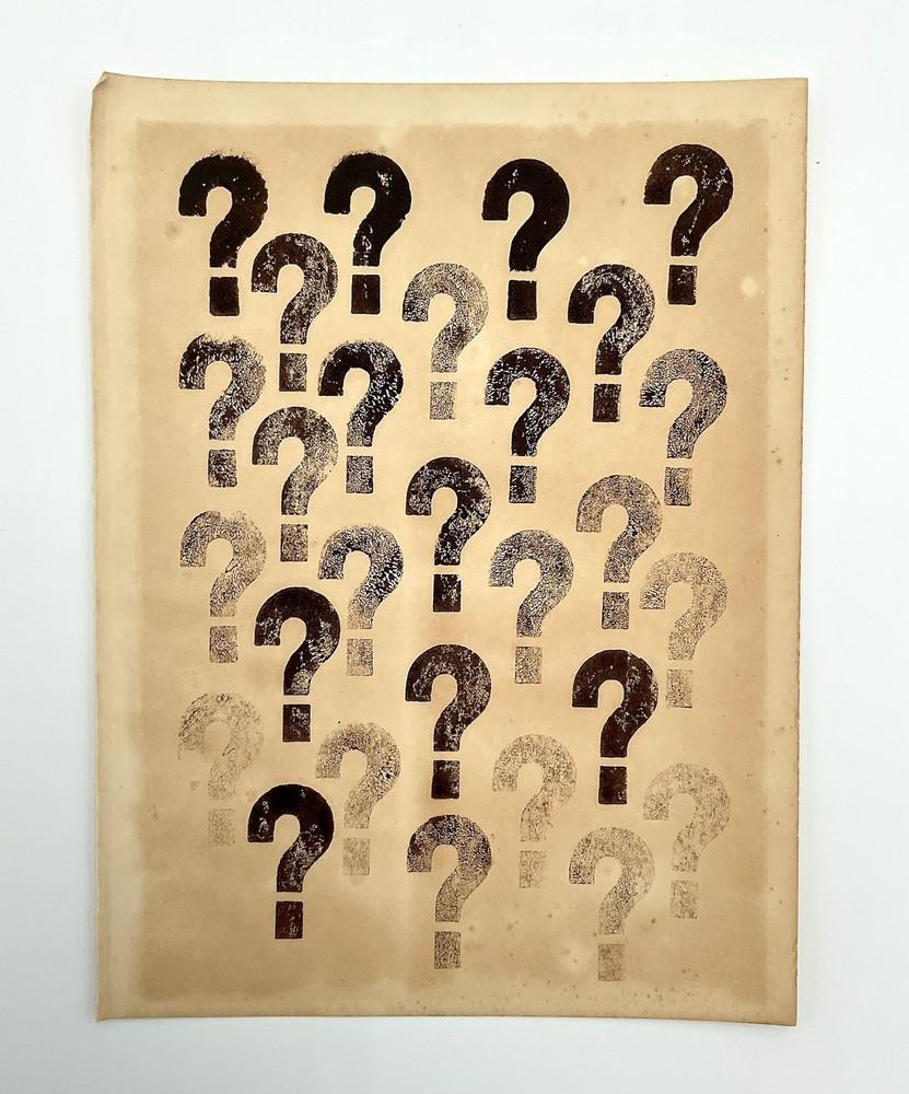 Antique/Vintage French Conceptual Oil Graphic Fine Art Painting on Paper Dadaism
