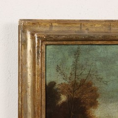 Ancient Painting ‚700 Landscape with Figures Oil on Canvas Style Frame
