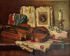 Still Life With a Violin by János Czene Apátfalvi (1904–1984)