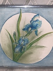 Vtg Ruby Weber Studios Study in BIue Iris Flowers 8 3/8”Sq Framed Iowa artist