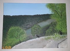 Spring River Bayou Bluffs 5×7″ Canvas Painting By Leland Butler – nature art