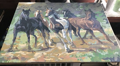 Original Art Oil Acrylic Painting~Wild Horses~abstract painting~Paint X Numbers?