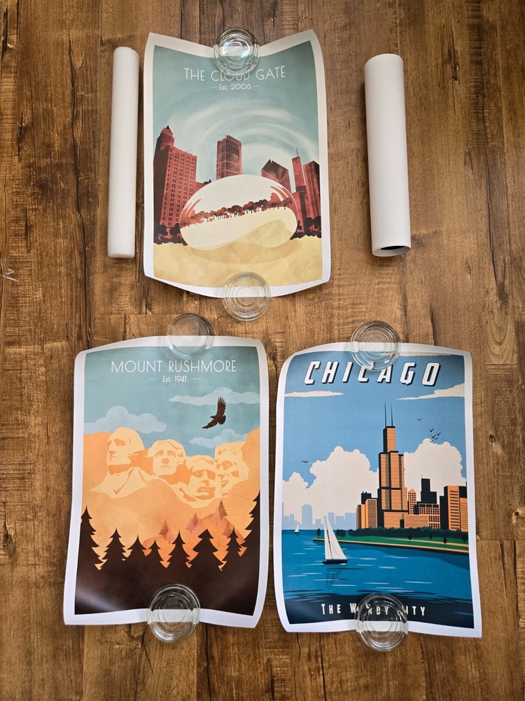 Lot Of 3 Abstract Scenery Prints 11 3/4″ x 16 1/2″ Wall Art New For Framing