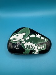Hand Painted Rock Art Pterodactyl Dinosaur Skeleton, Montana Gift Home Decor